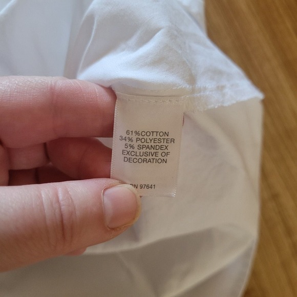 J Jill Top Shirt Womens Large White Black Embroidery Balloon Sleeve Career Basic - Picture 6 of 11